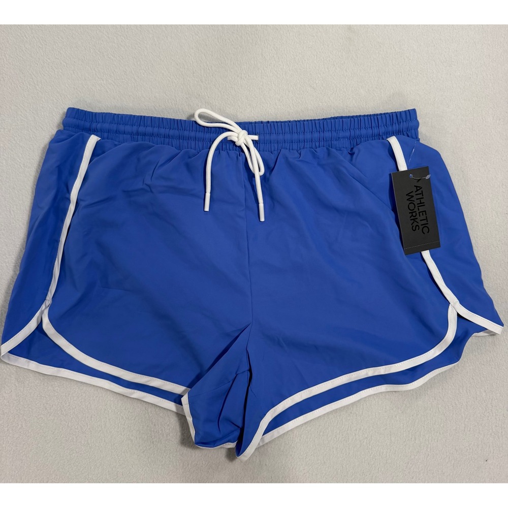 Athletic Works Womens Santorini Blue Piped Run Shorts Size L 12-14 NEW